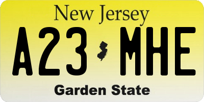 NJ license plate A23MHE