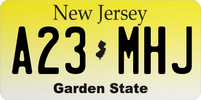 NJ license plate A23MHJ