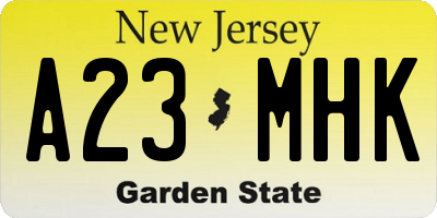 NJ license plate A23MHK