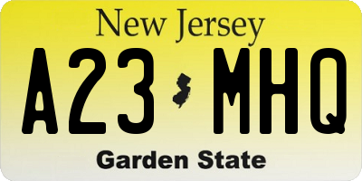 NJ license plate A23MHQ