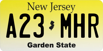 NJ license plate A23MHR