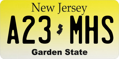 NJ license plate A23MHS