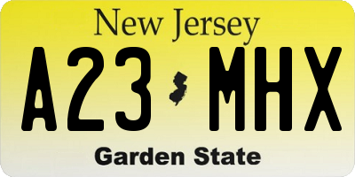 NJ license plate A23MHX