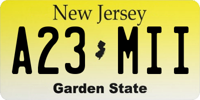 NJ license plate A23MII