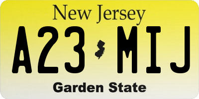 NJ license plate A23MIJ