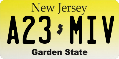 NJ license plate A23MIV