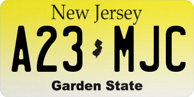 NJ license plate A23MJC