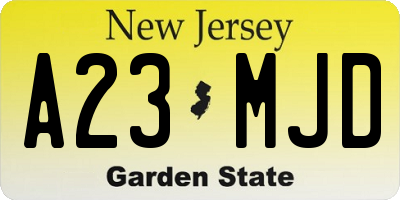 NJ license plate A23MJD