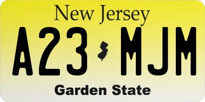 NJ license plate A23MJM