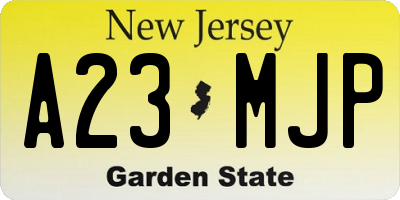 NJ license plate A23MJP