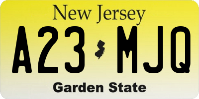 NJ license plate A23MJQ