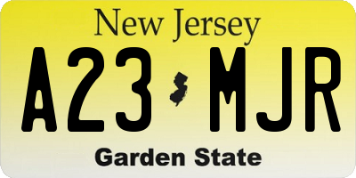 NJ license plate A23MJR