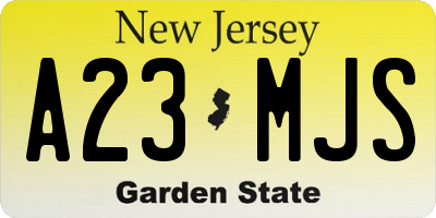 NJ license plate A23MJS