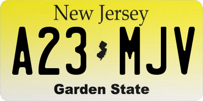 NJ license plate A23MJV