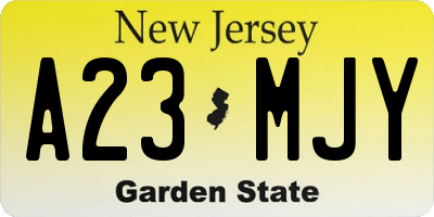 NJ license plate A23MJY