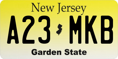 NJ license plate A23MKB