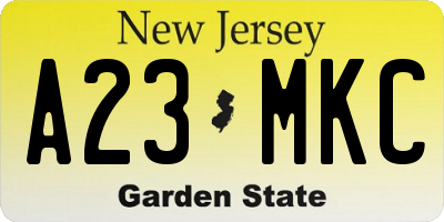 NJ license plate A23MKC