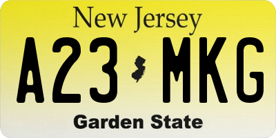 NJ license plate A23MKG