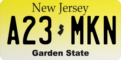 NJ license plate A23MKN