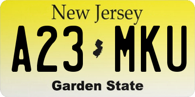 NJ license plate A23MKU