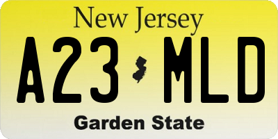 NJ license plate A23MLD