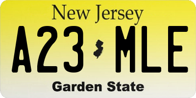 NJ license plate A23MLE