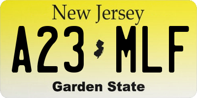 NJ license plate A23MLF