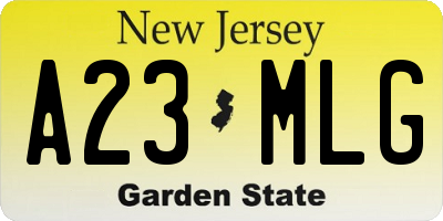 NJ license plate A23MLG