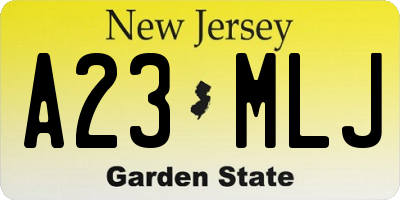 NJ license plate A23MLJ