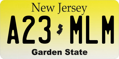NJ license plate A23MLM