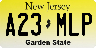 NJ license plate A23MLP