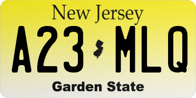 NJ license plate A23MLQ