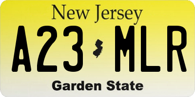 NJ license plate A23MLR