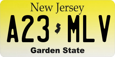 NJ license plate A23MLV