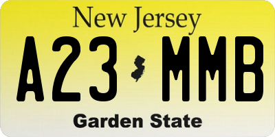 NJ license plate A23MMB