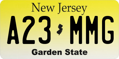 NJ license plate A23MMG