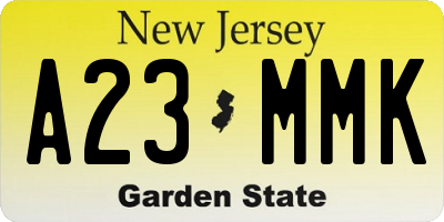 NJ license plate A23MMK