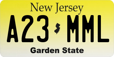 NJ license plate A23MML
