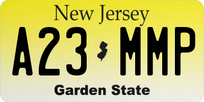NJ license plate A23MMP