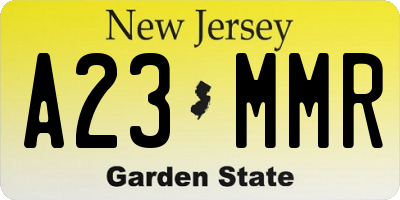 NJ license plate A23MMR
