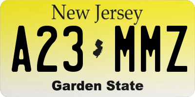 NJ license plate A23MMZ