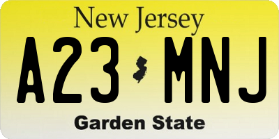 NJ license plate A23MNJ