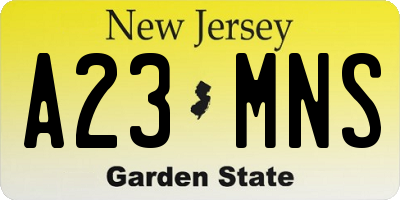 NJ license plate A23MNS