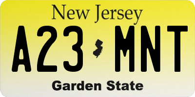 NJ license plate A23MNT