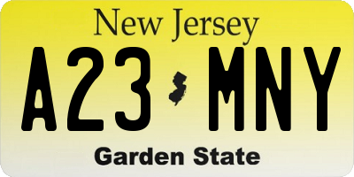 NJ license plate A23MNY