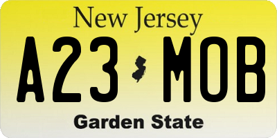 NJ license plate A23MOB