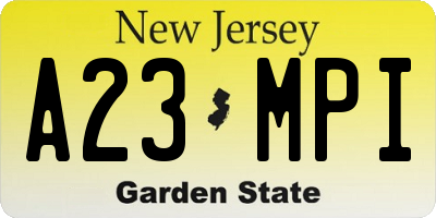NJ license plate A23MPI