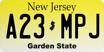 NJ license plate A23MPJ