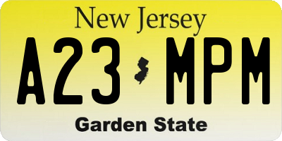 NJ license plate A23MPM