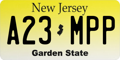 NJ license plate A23MPP